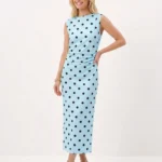 Πουά Μidi Dress Γαλάζιο