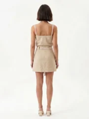 Σετ λινό Σορτς- Φούστα Μπεζ - Image 2
